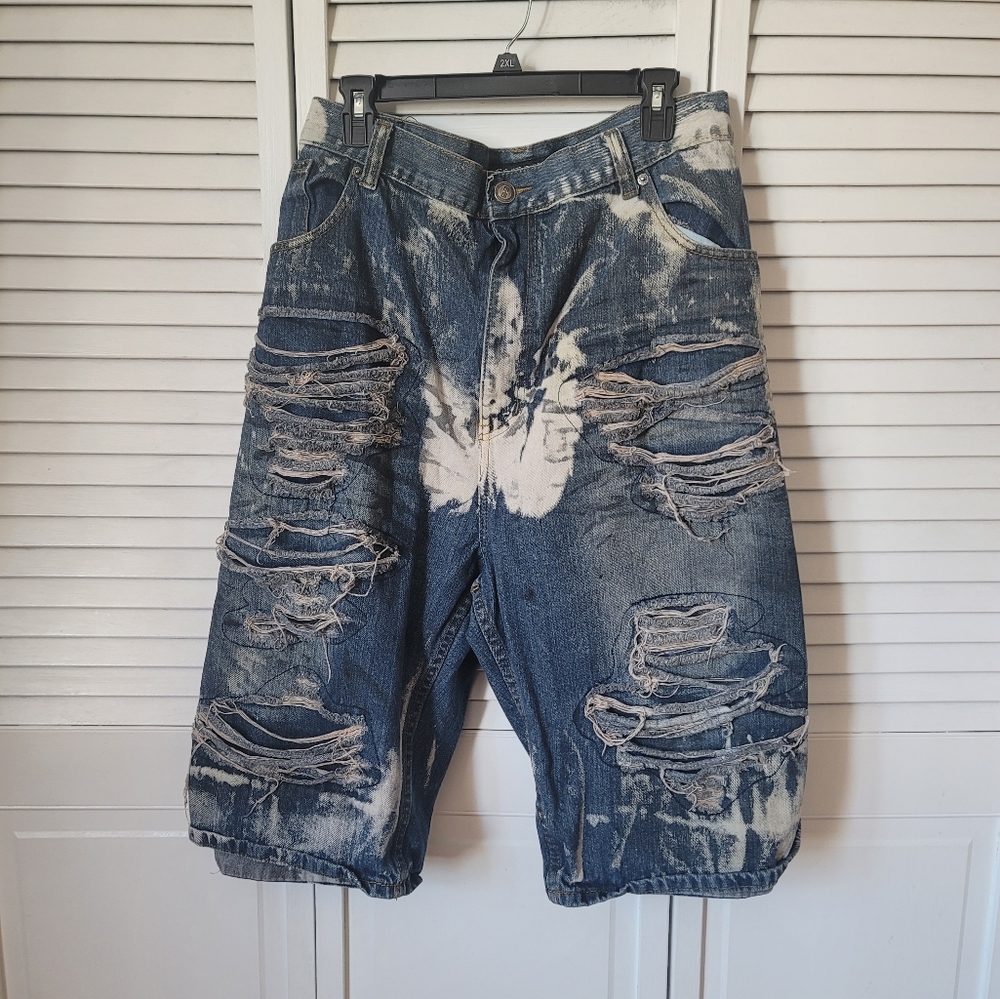 Gs-115 Men's Vintage Distressed Denim Shorts, Size 48